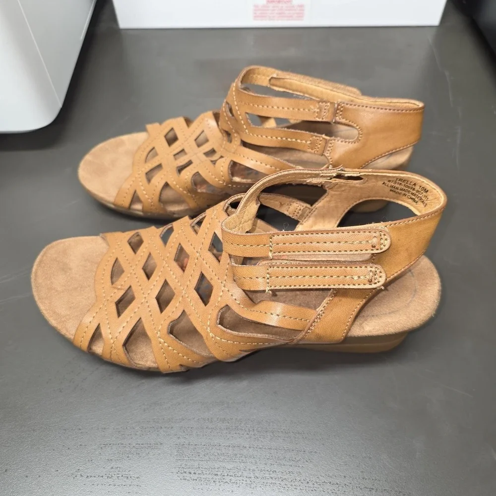 Baretraps Strappy Sandals Women 10 Brown Trella Slingback Comfort Wedge‎ Shoes